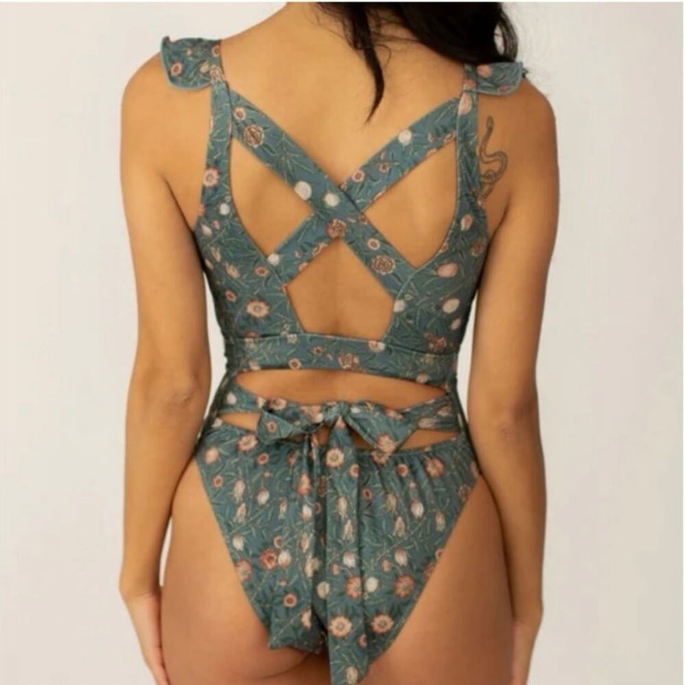 Joyfolie Taryn Teal Vine Print one piece swim size XXL - Picture 2 of 9